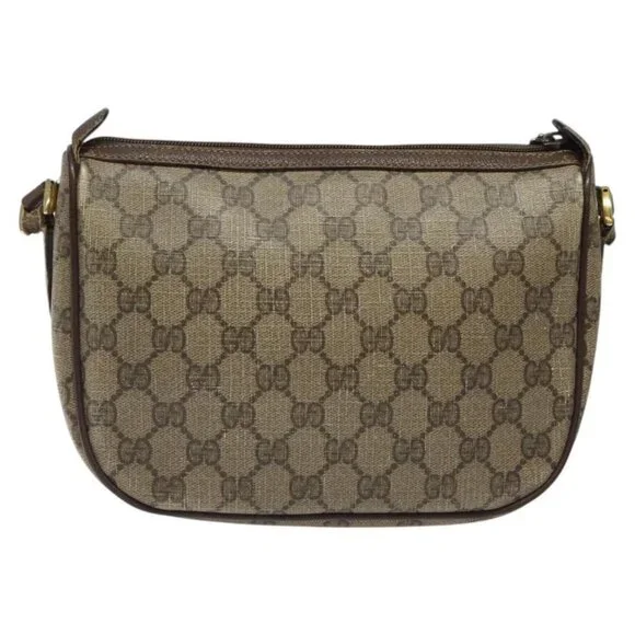 GUCCI GG Supreme Web Sherry Line Bag PVC Beige Gold 89 02 032 Auth - Picture 2 of 16